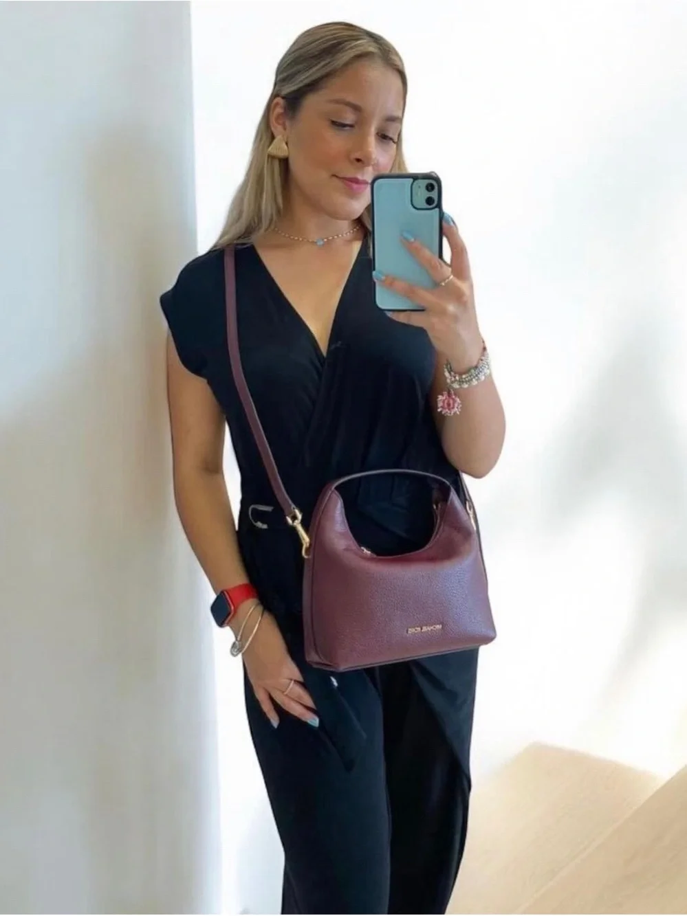 Michael Kors Ember Messenger Top Handle Crossbody Bag Oxblood Leather NWT
